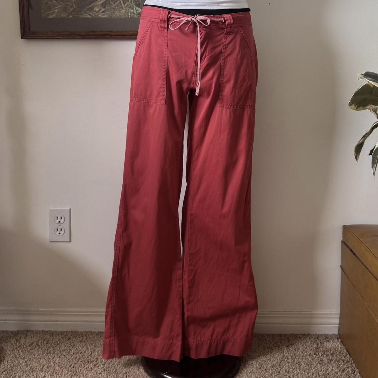 Soft red flare cotton pants (S)