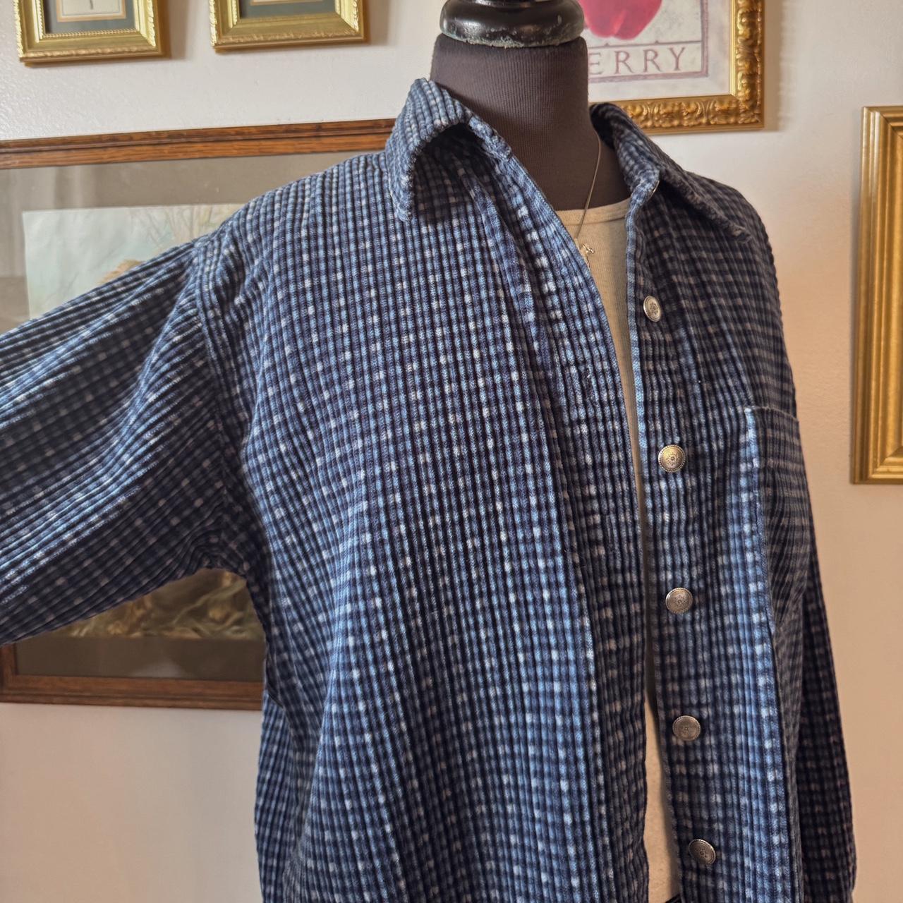 Blue plaid soft button up (S)