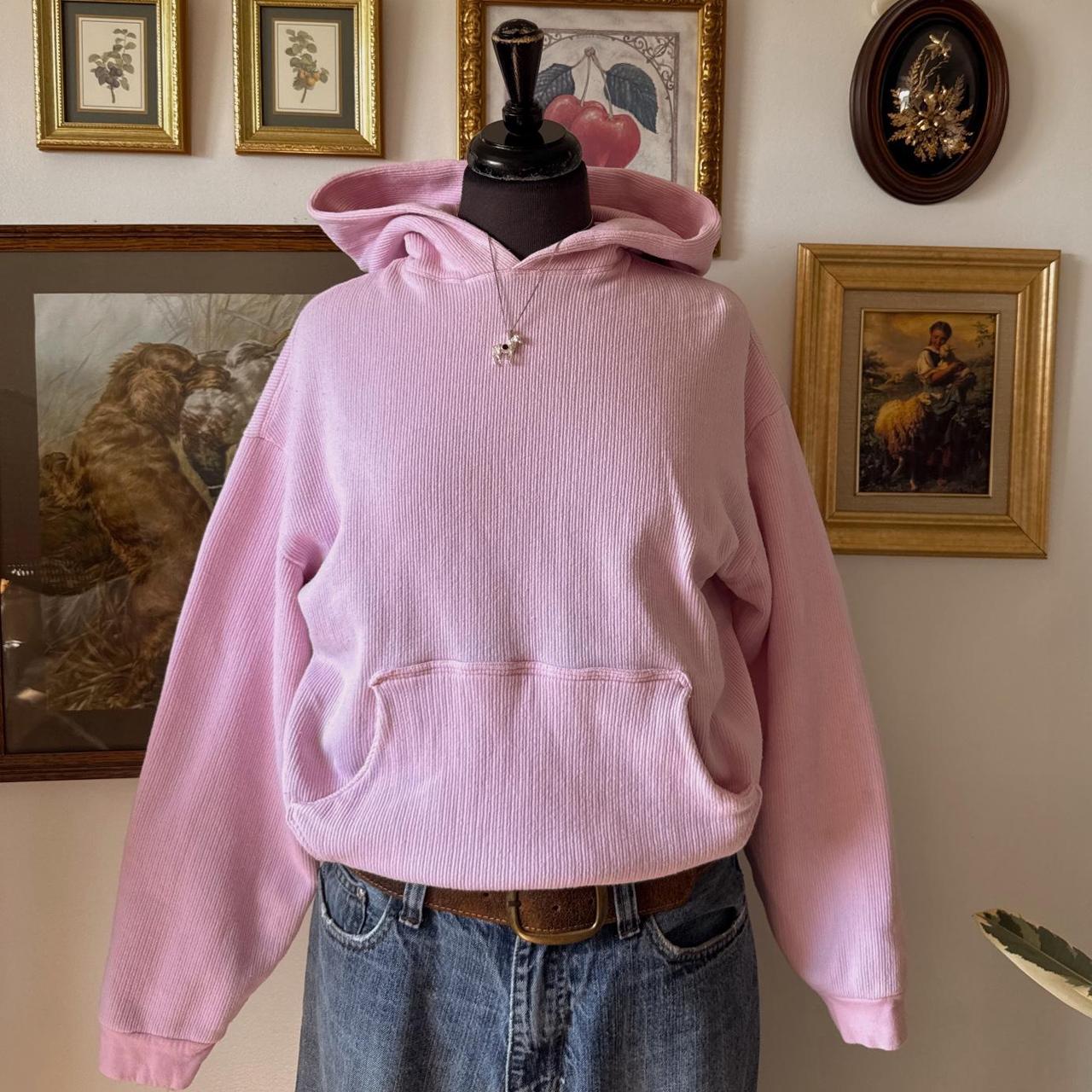 Blossom pink ribbed vintage hoodie (S)