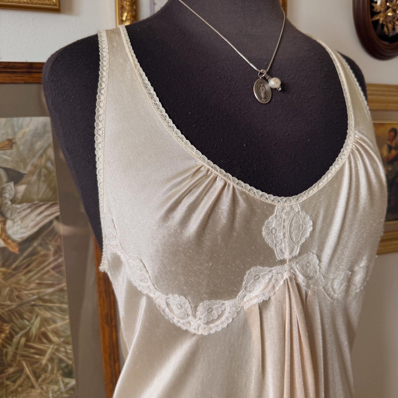 Cream lace maxi slip dress (S)