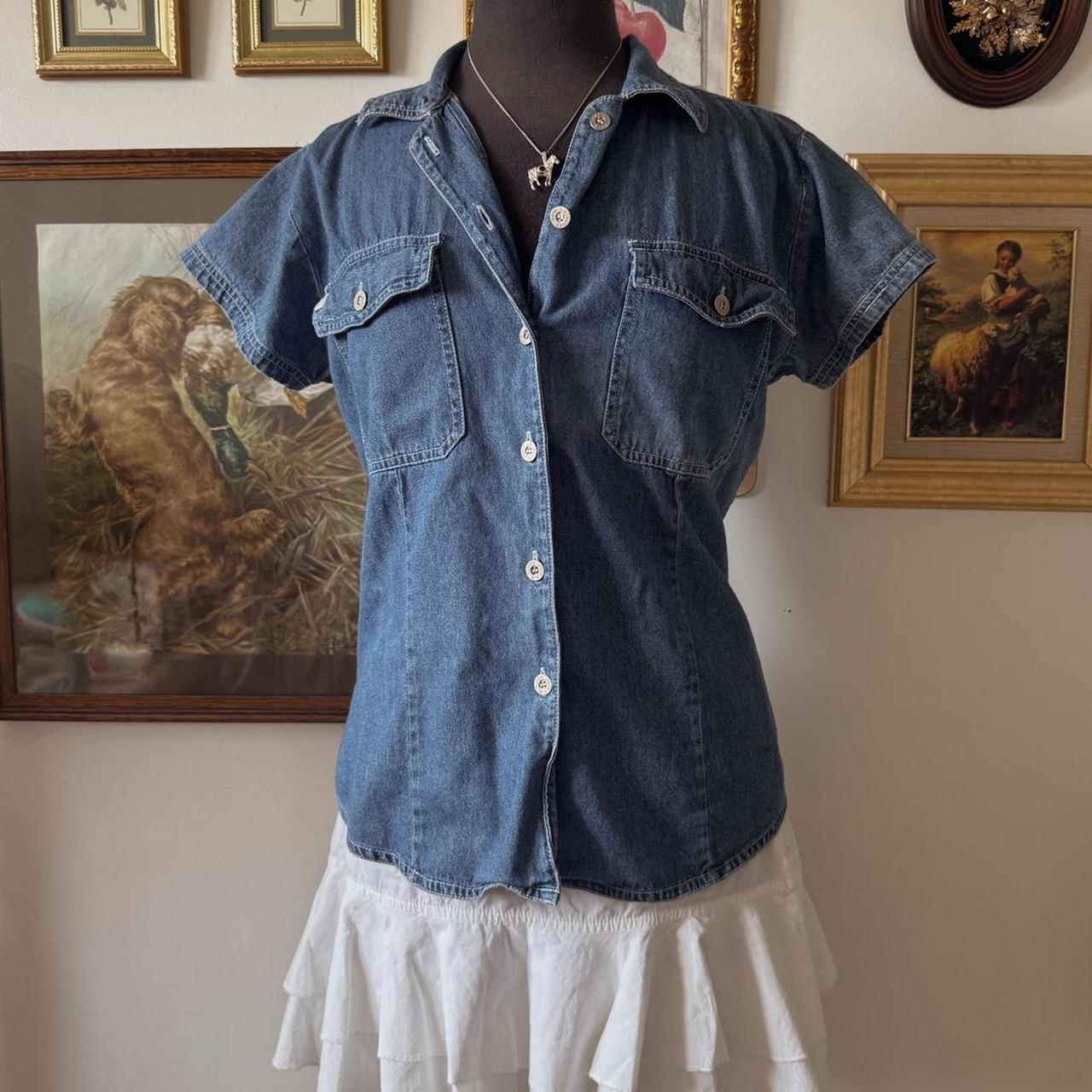 Denim button up short sleeve (M)