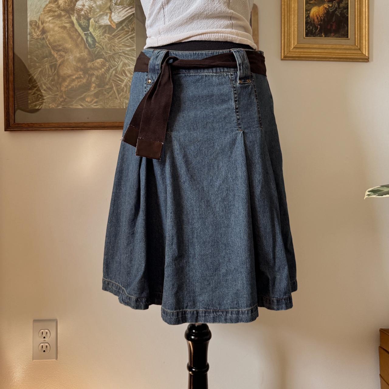 Pleated denim midi skirt (S)