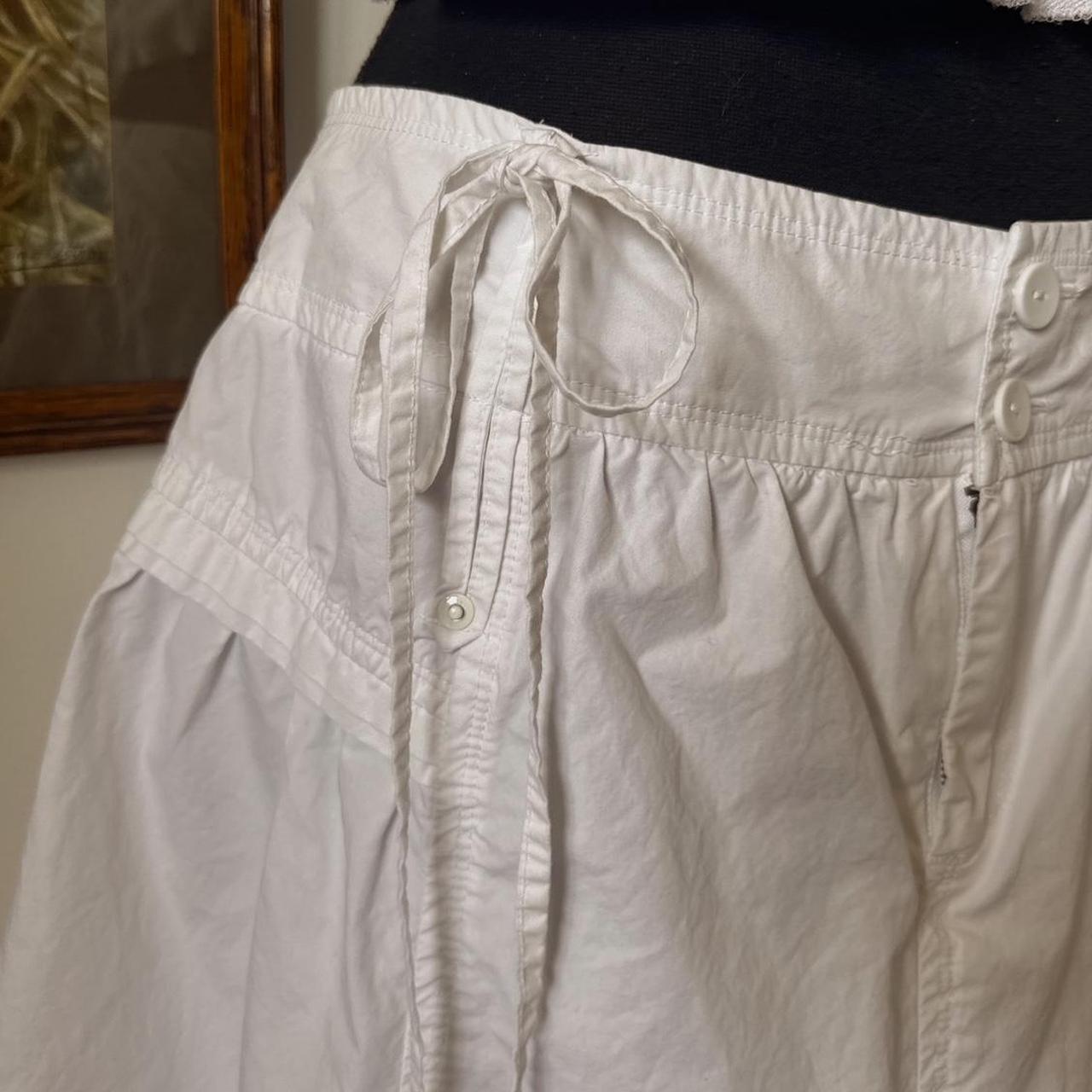 White bow gathered mini skirt (L)