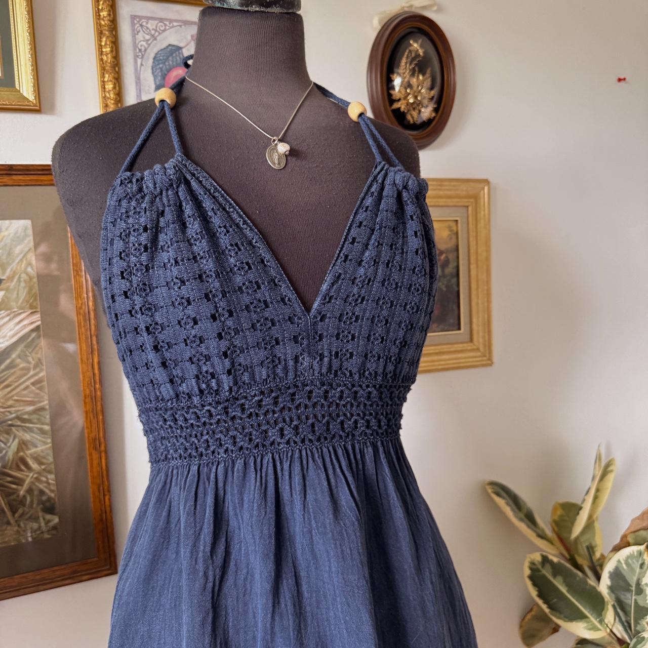 Navy blue halter mini dress (L)