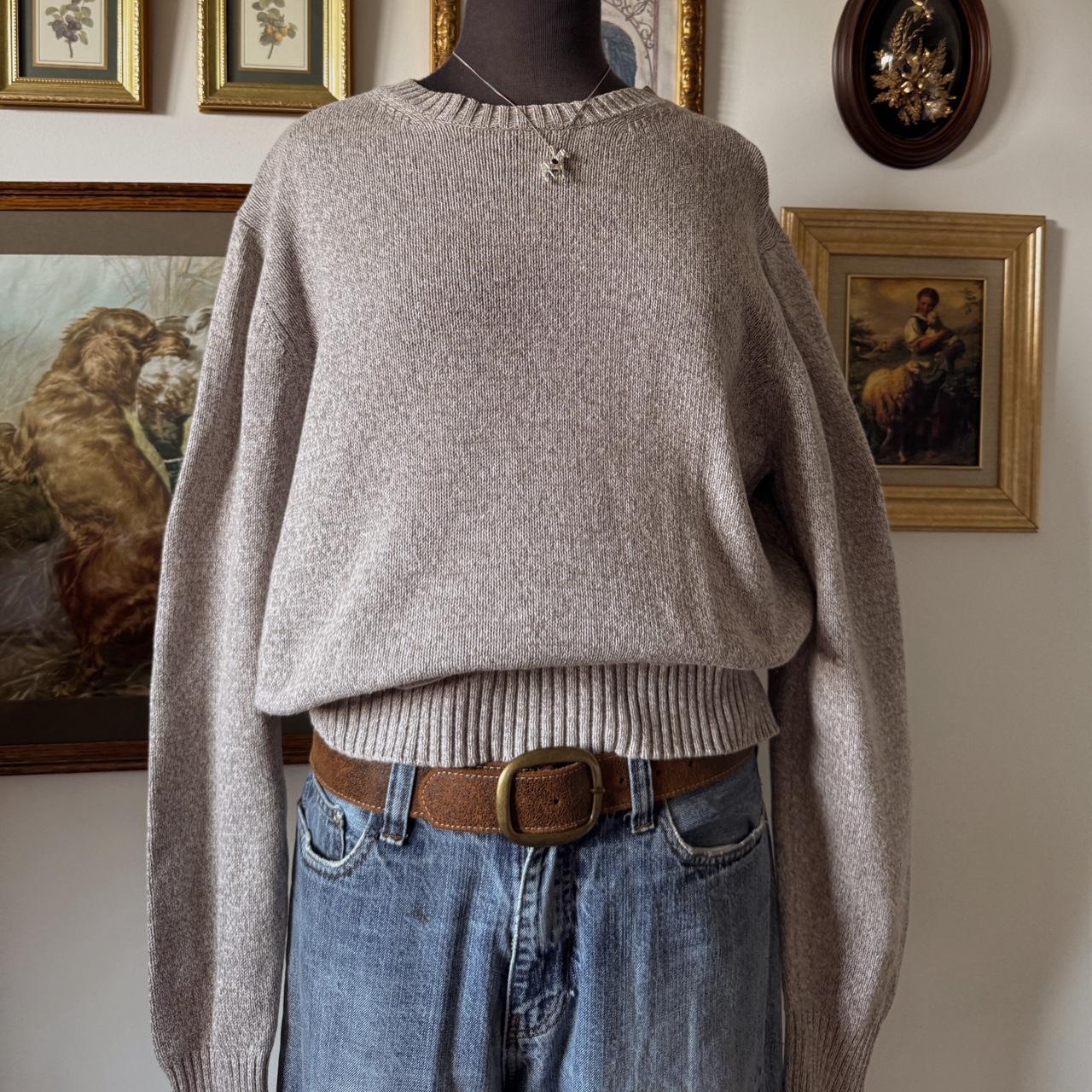 Soft cotton oatmeal knit sweater (L)