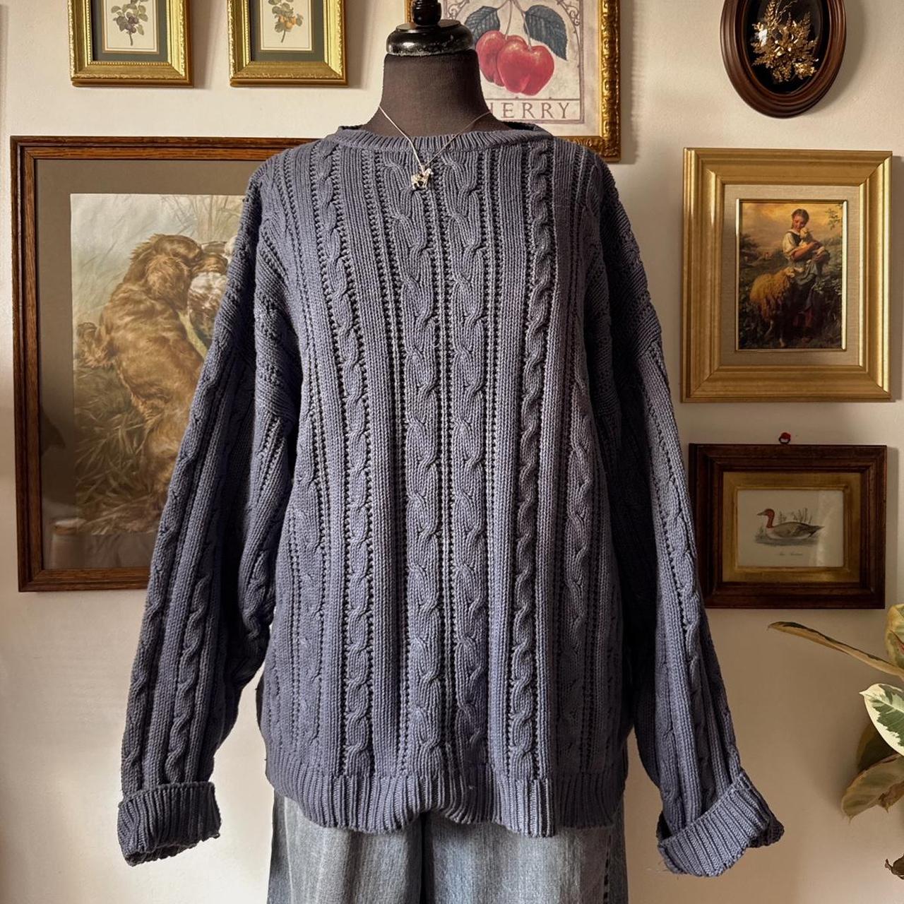 Navy cable knit cotton sweater (XL)