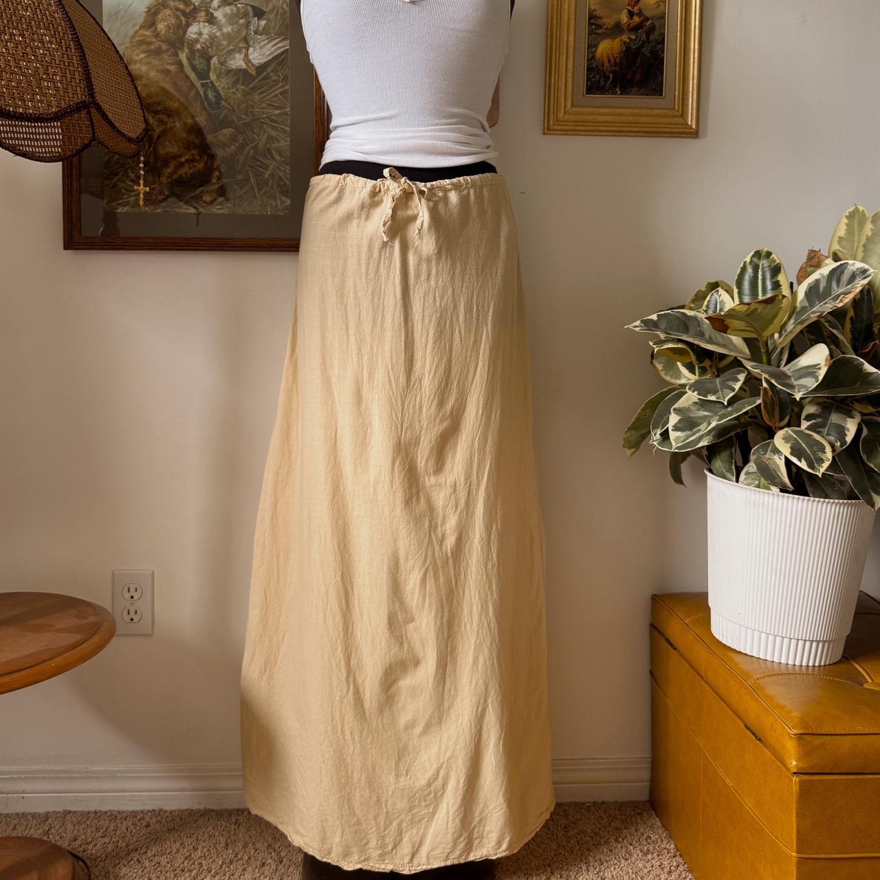 Golden sunglow linen maxi skirt (S)