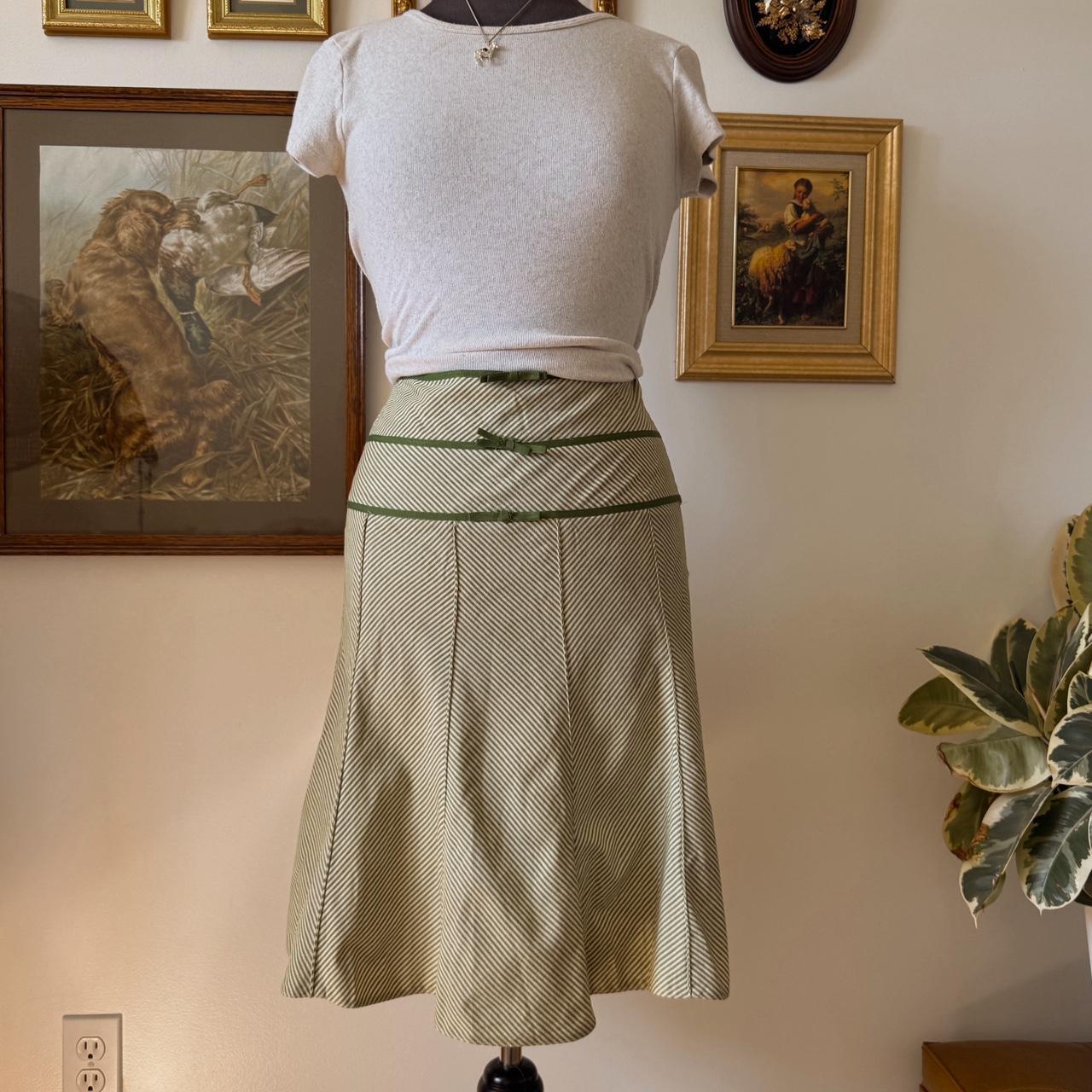 Y2K green striped midi skirt (S)
