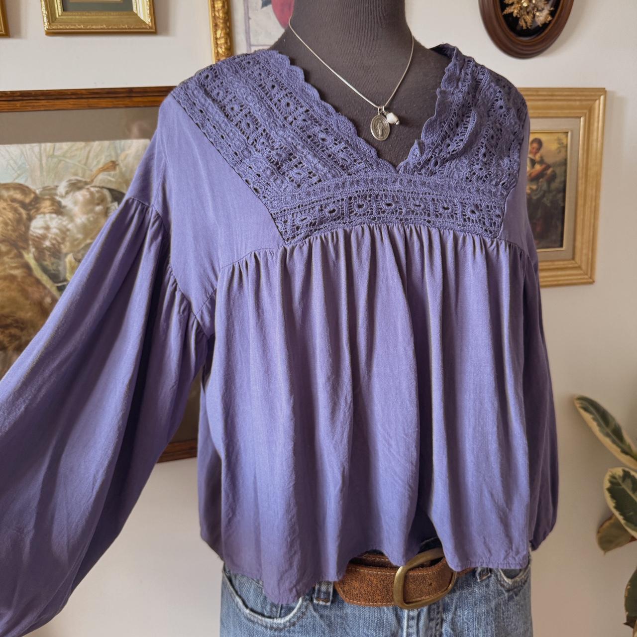 Lilac boho lace blouse (M)