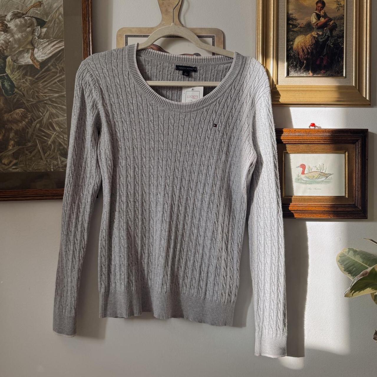 Cotton cable knit scoop neck (M)