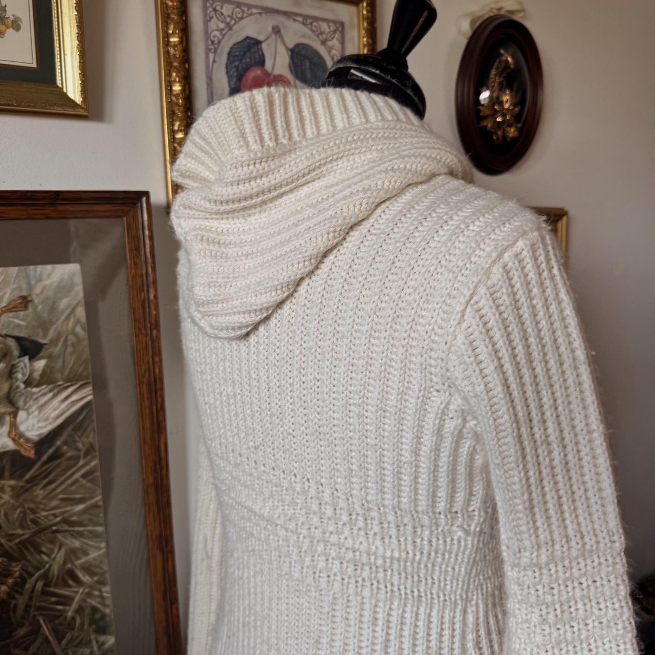 Y2K cream knit long cardigan (S)