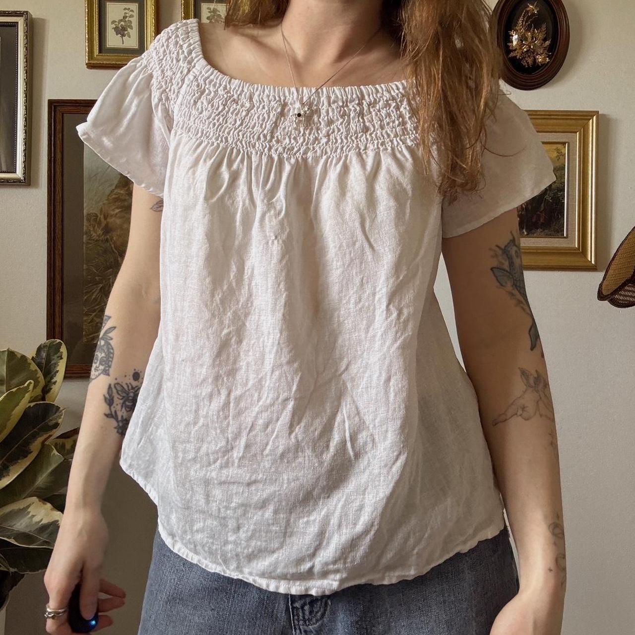 White linen boho top (M)