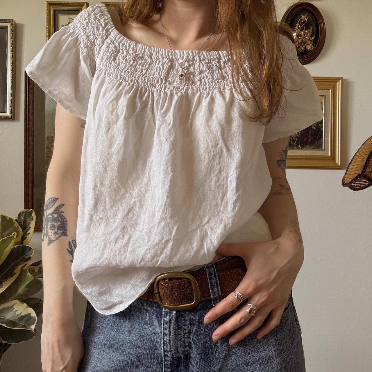 White linen boho top (M)
