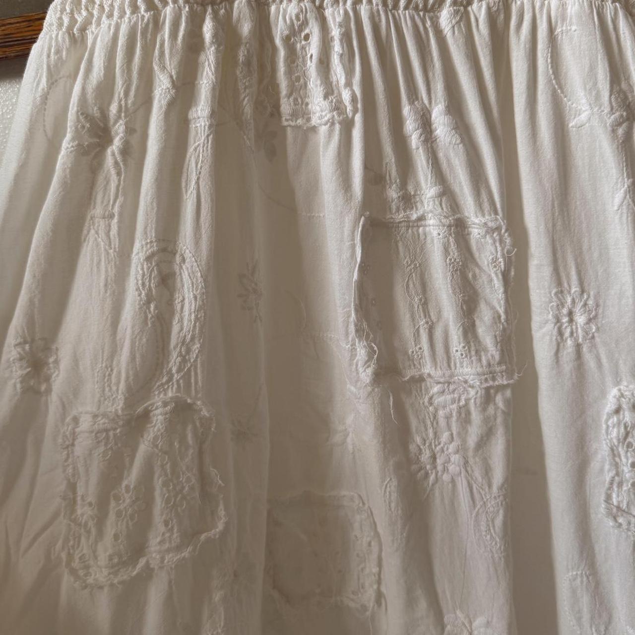 Whimsical patchwork white dress (M)