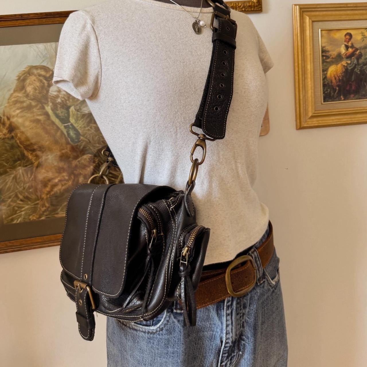 Black slouchy leather messenger bag