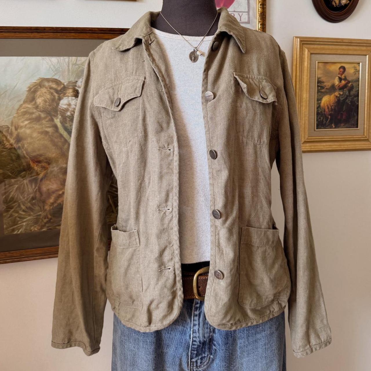 Linen boho khaki jacket (M)