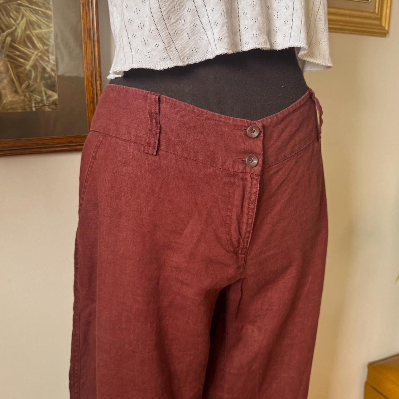Burgundy linen wide leg pants (M/L)