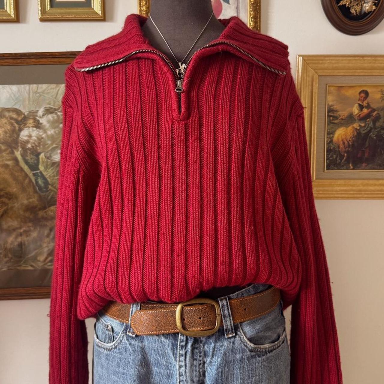 Cherry red knit sweater (XL)