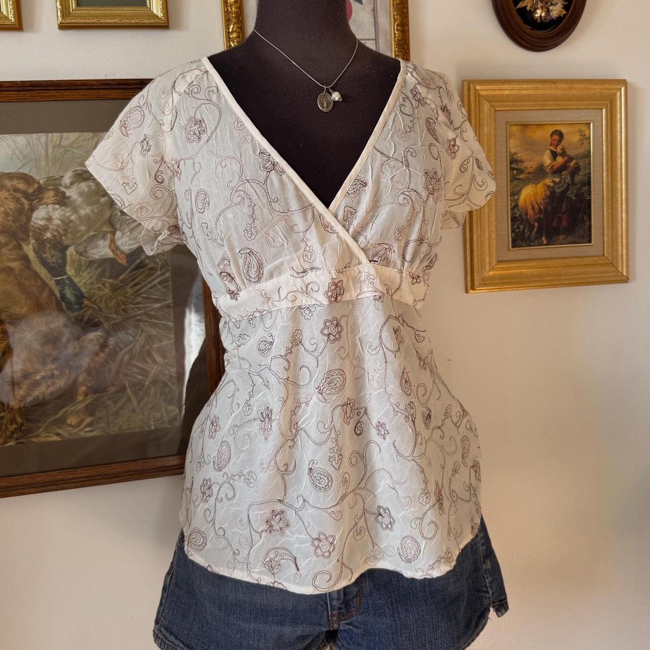 Y2K floral babydoll top (L)