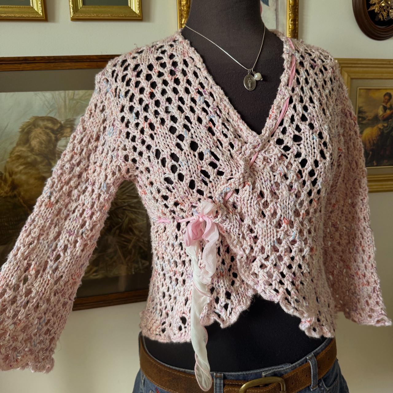 Pink crochet fairy knit top (S)