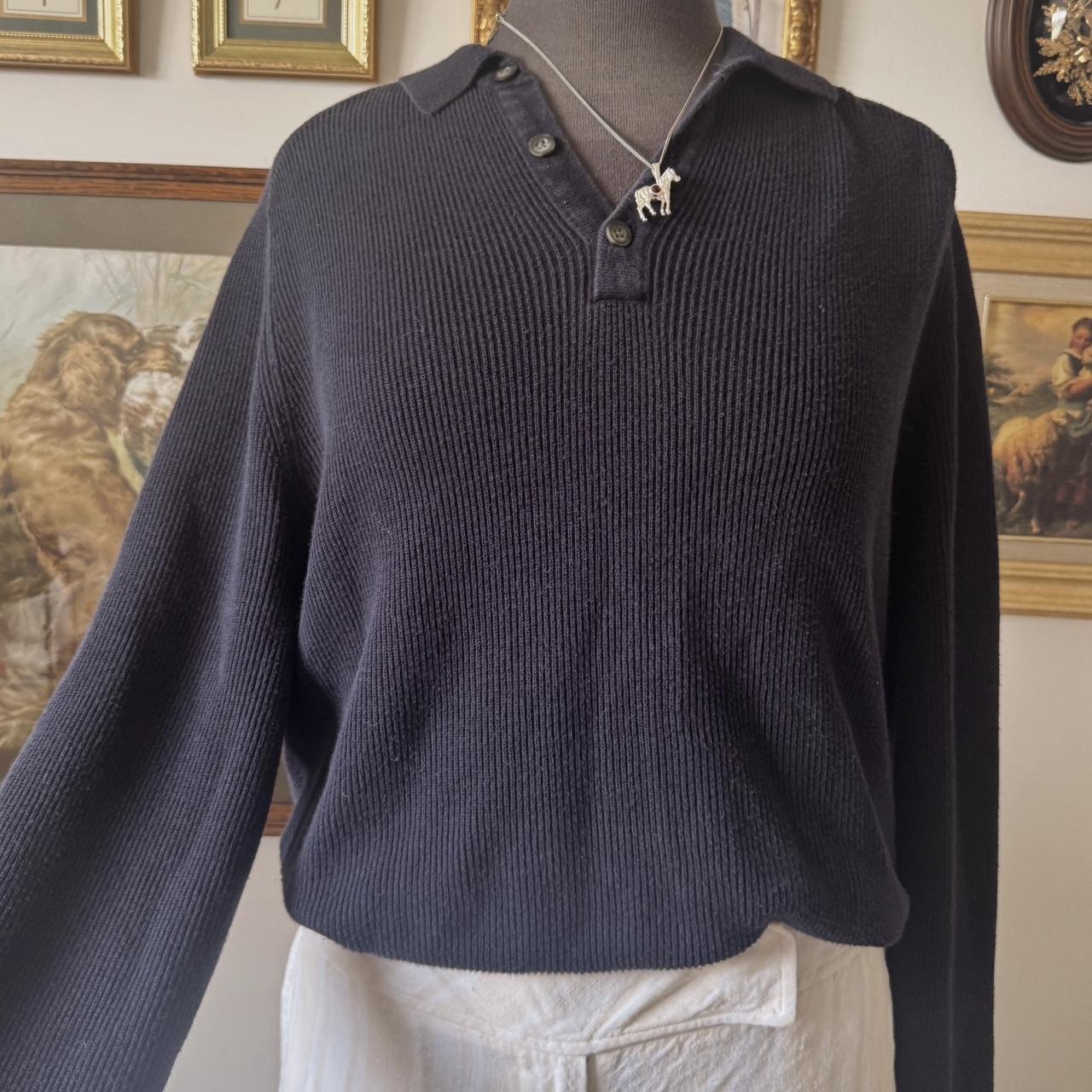 Navy ribbed cotton sweater (L)