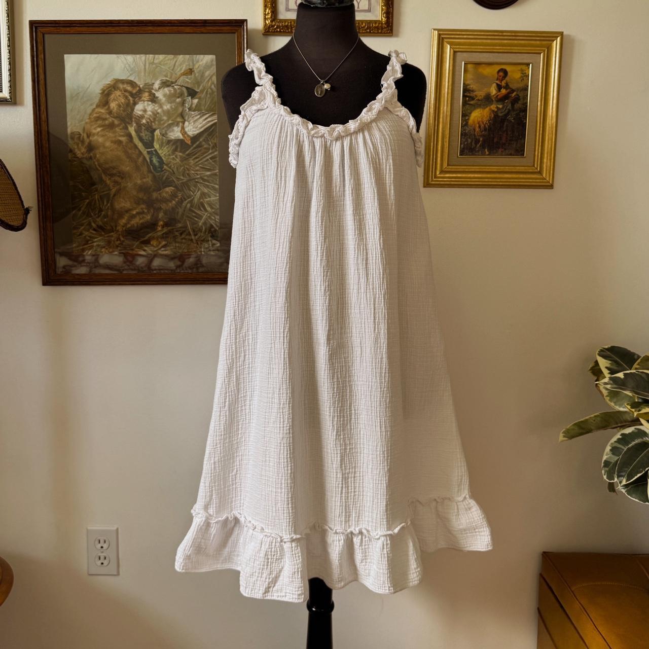 White cotton gauze dress (M)