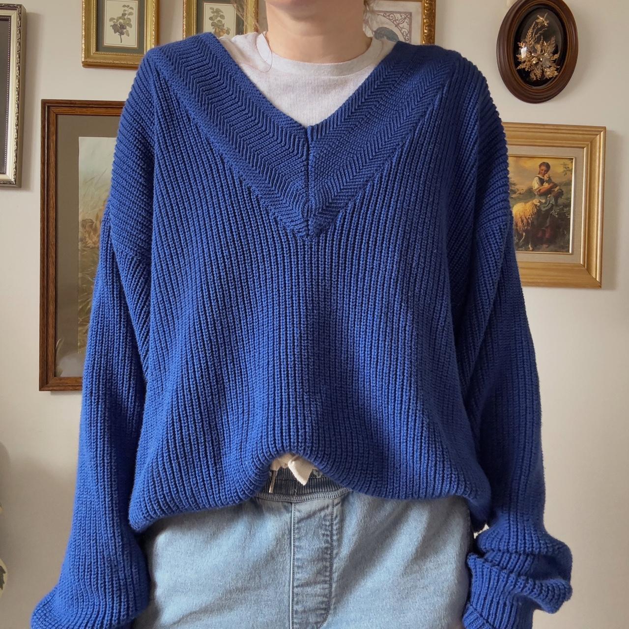 Sapphire blue vintage knit sweater (XL)
