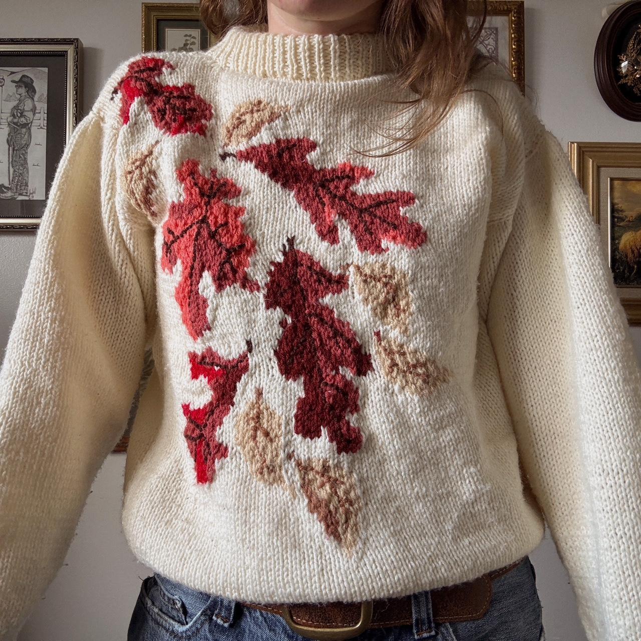 Vintage leaf knit sweater (S)