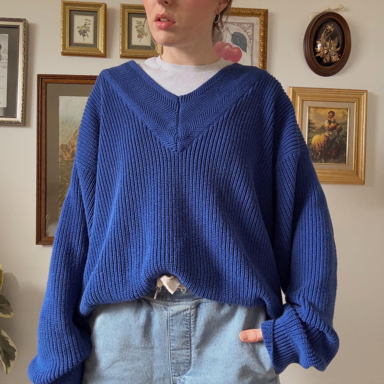 Sapphire blue vintage knit sweater (XL)