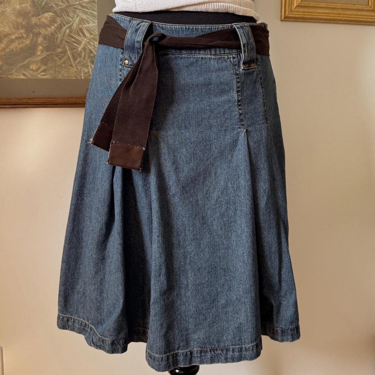 Pleated denim midi skirt (S)