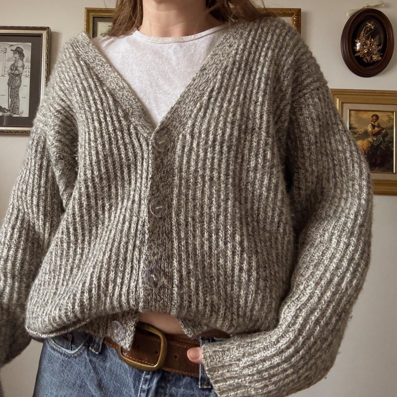 Chunky knit grey slouch cardigan (XL)