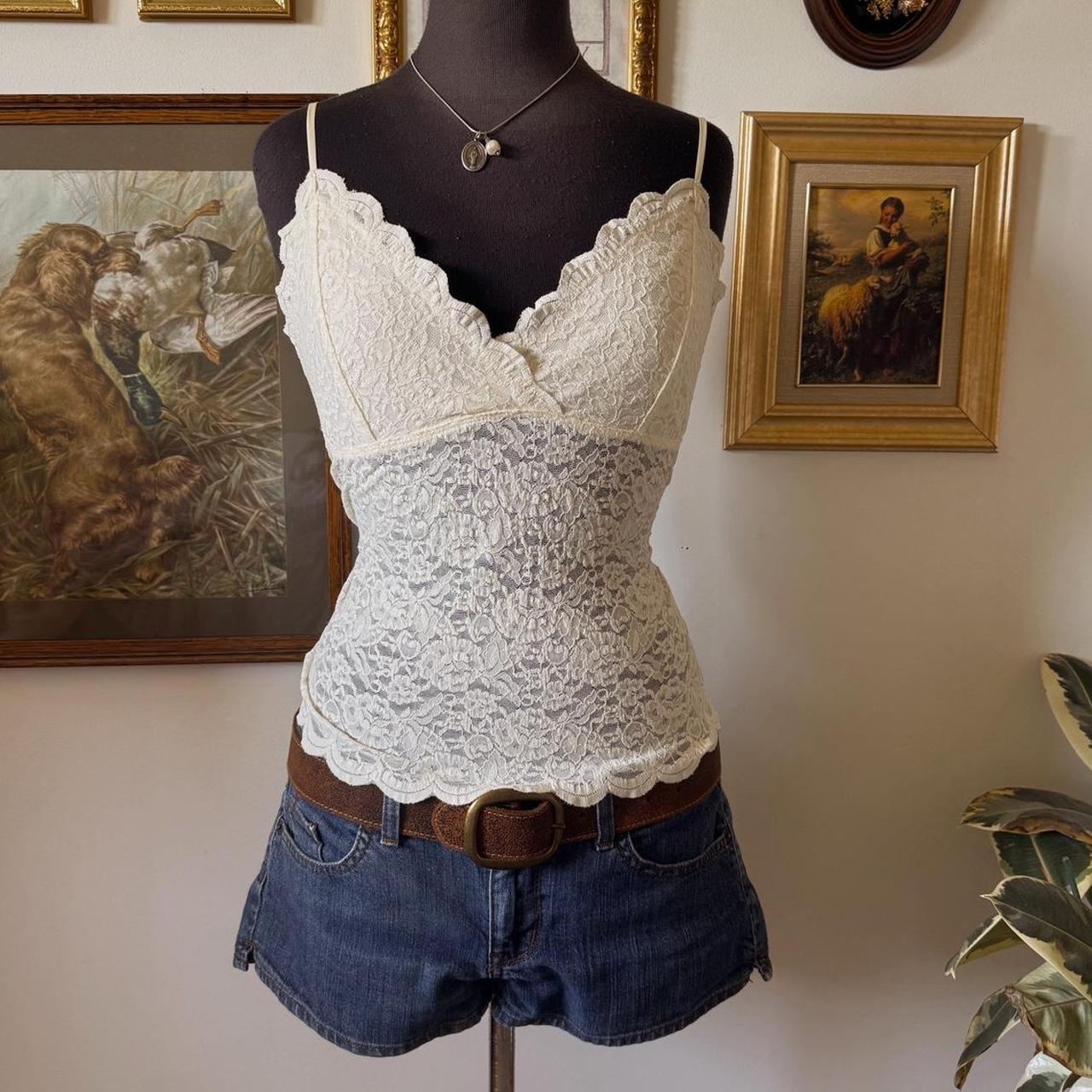 Cream lace cami top (L)