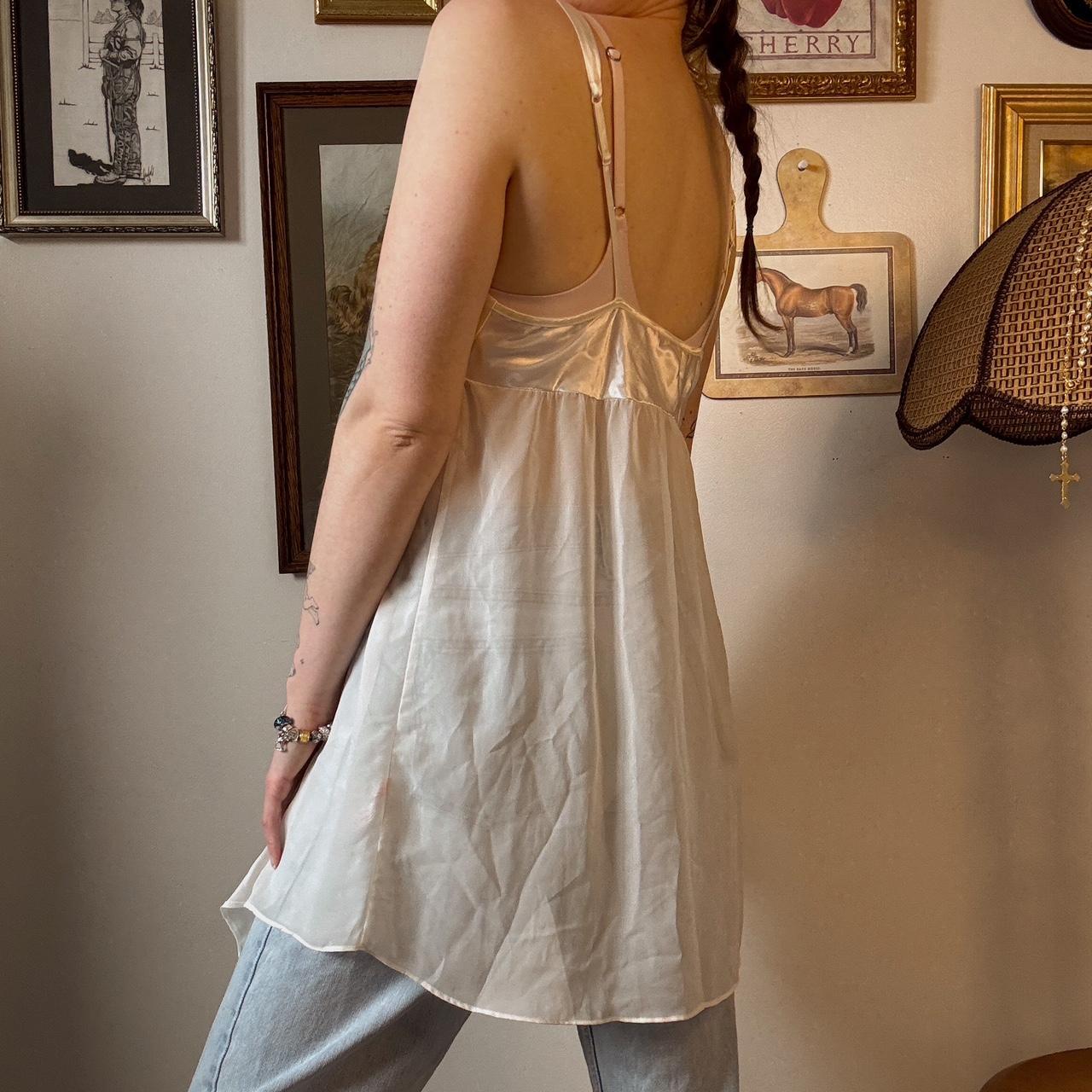Cream ruffle sheer tank (L)