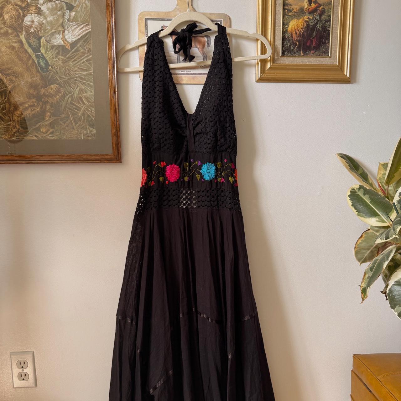 Black cotton halter dress (L)