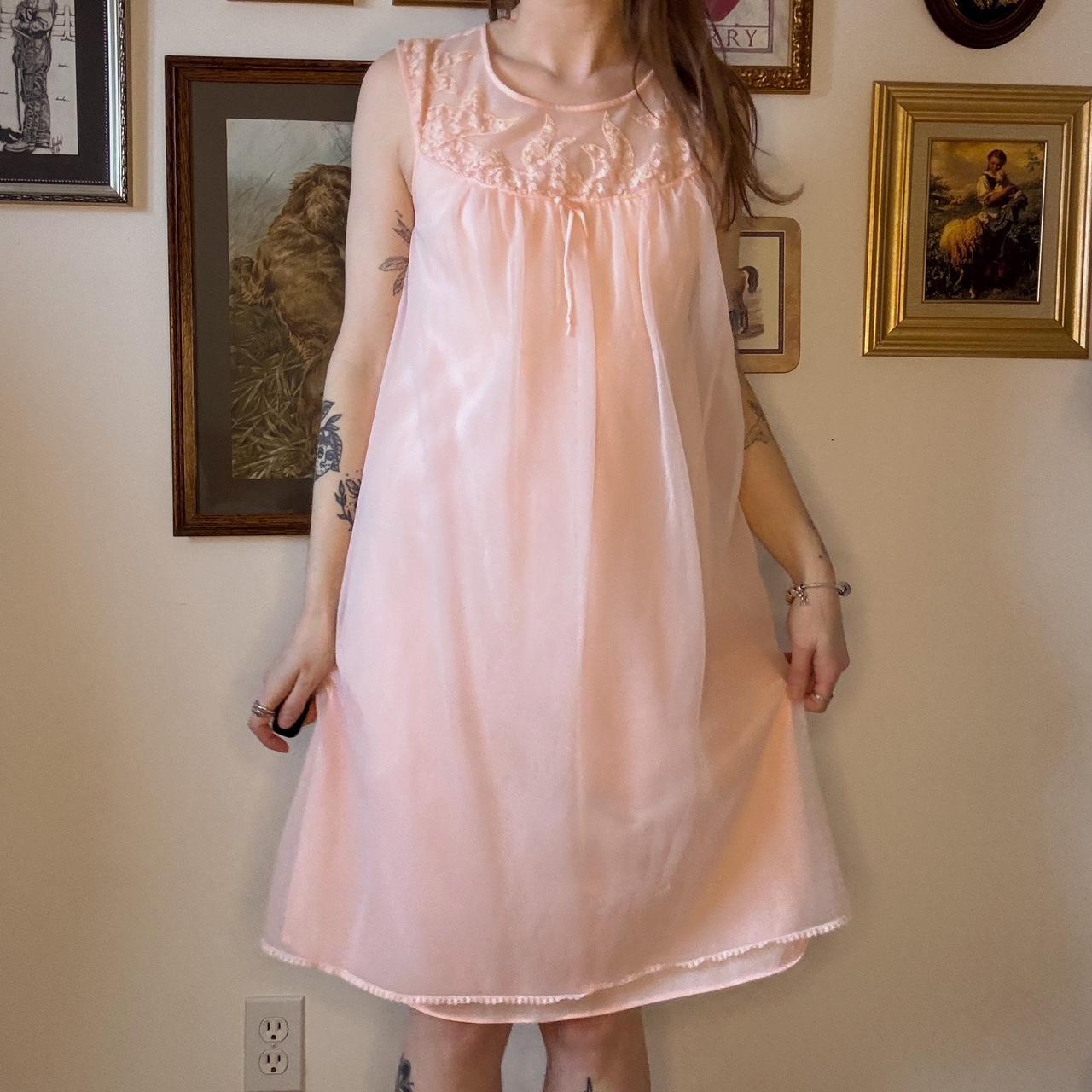 Baby pink 1950s slip dress (S)