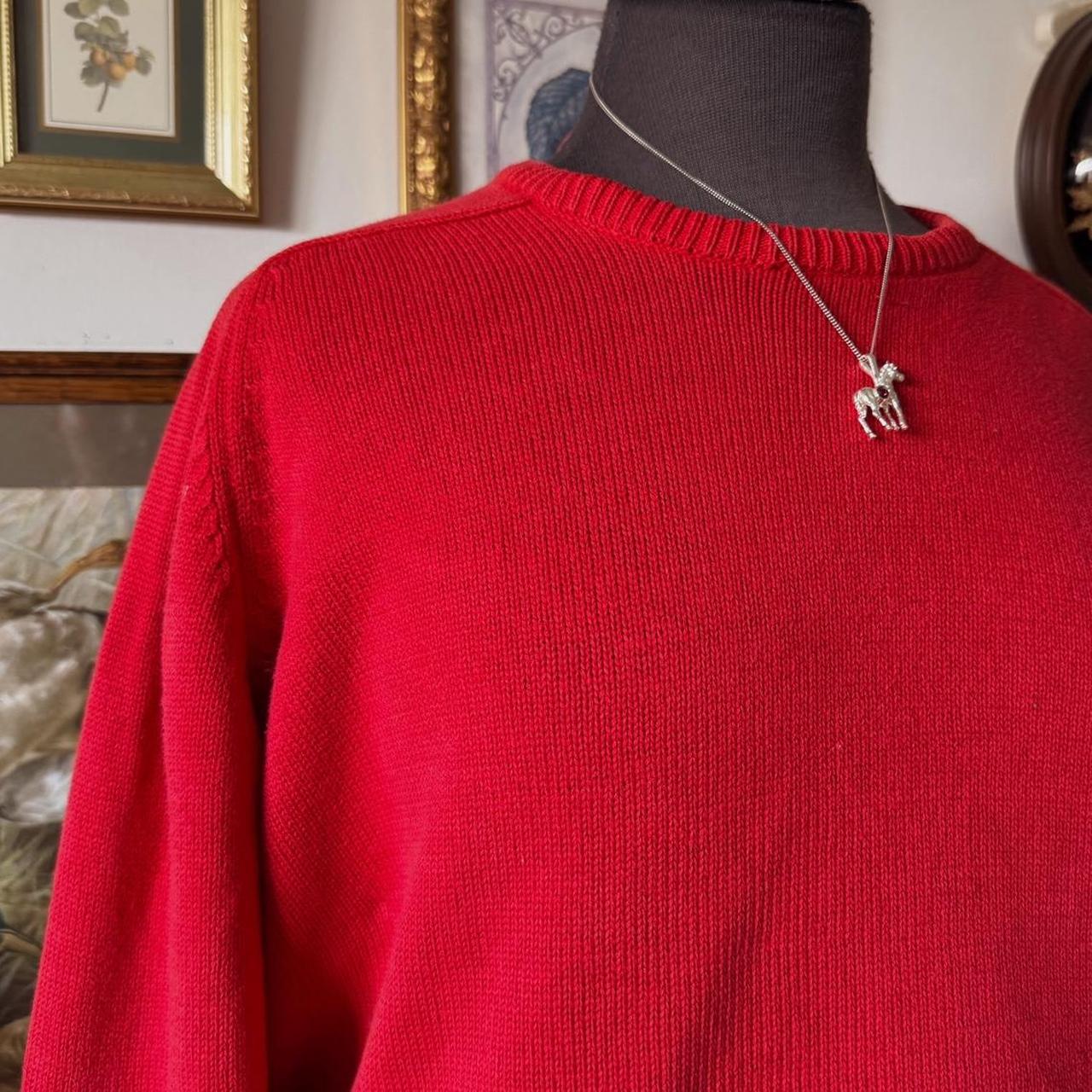 Cherry red cotton knit sweater (L)