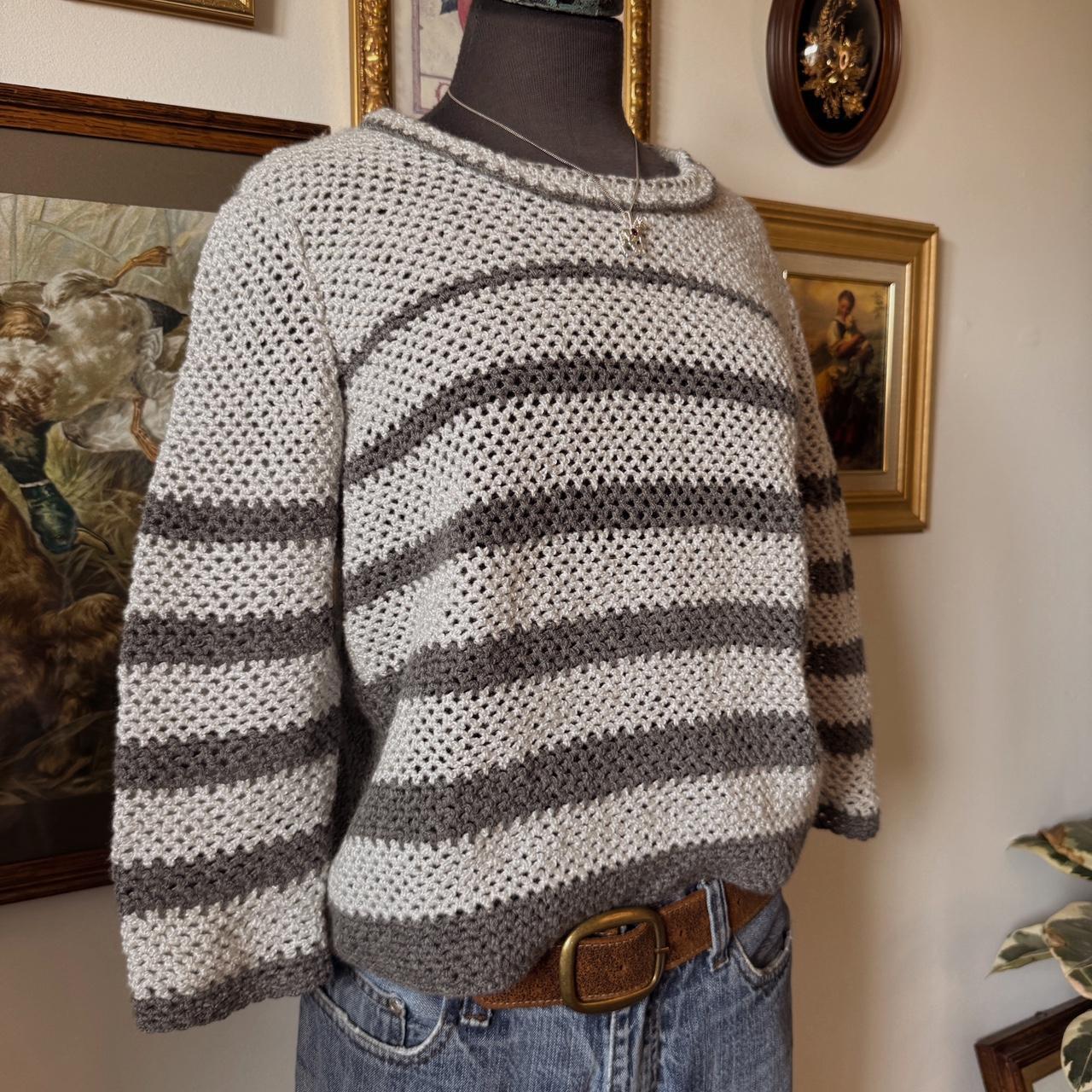 Grey striped knit sweater (S)