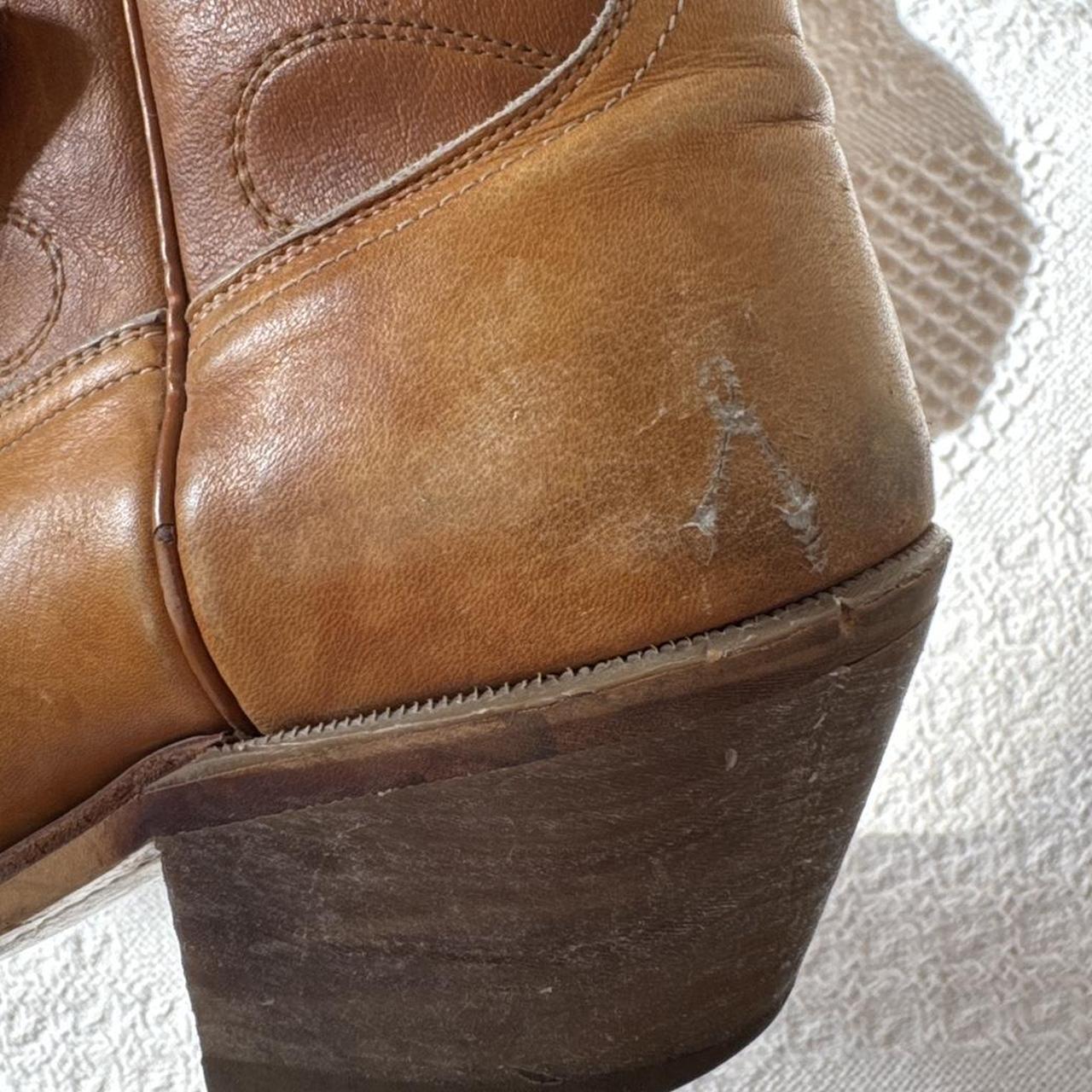 Golden tan leather cowboy boots (10)