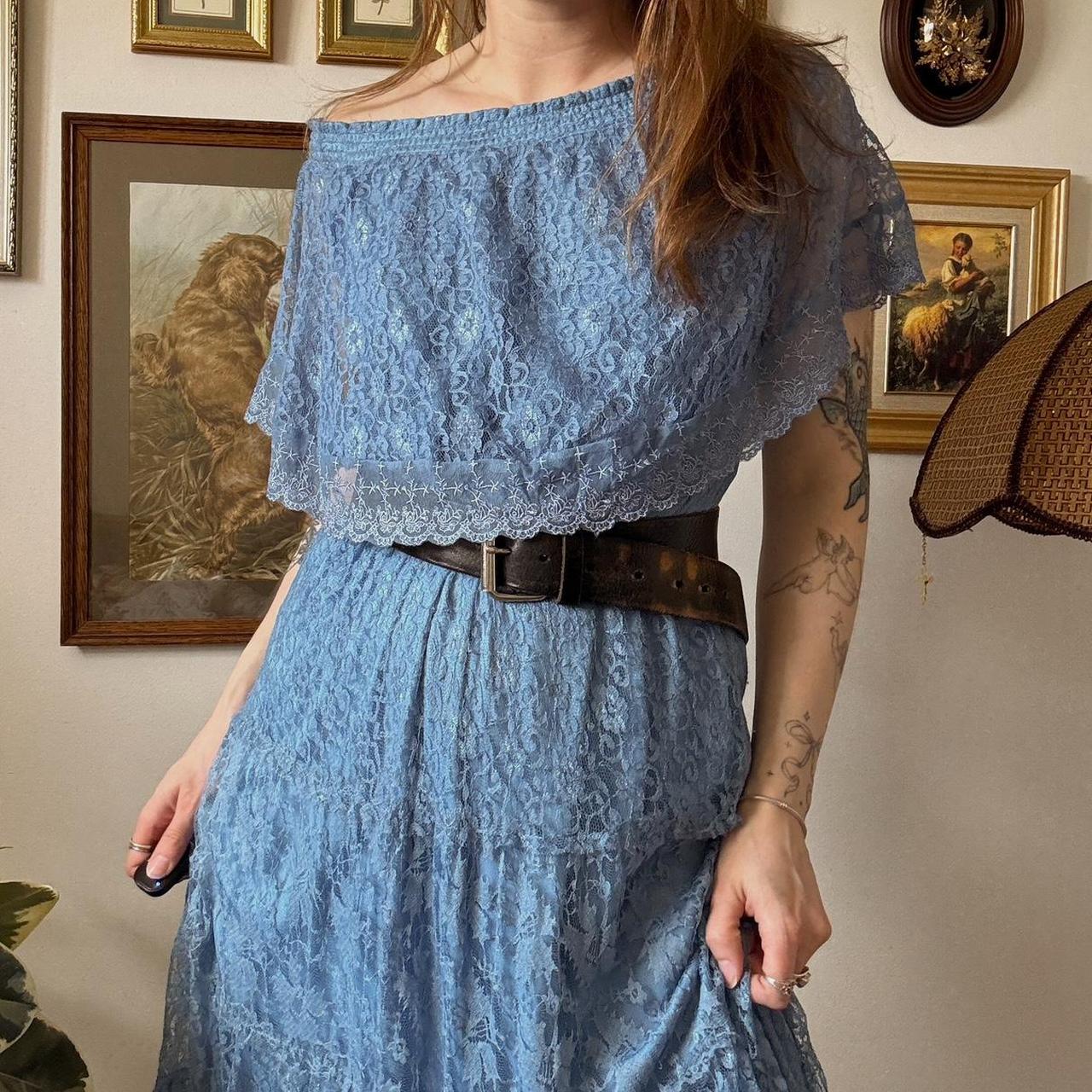 Blue lace maxi dress (L)