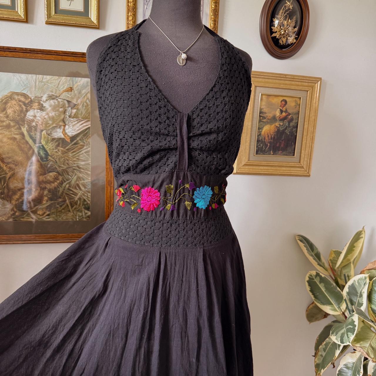 Black cotton halter dress (L)