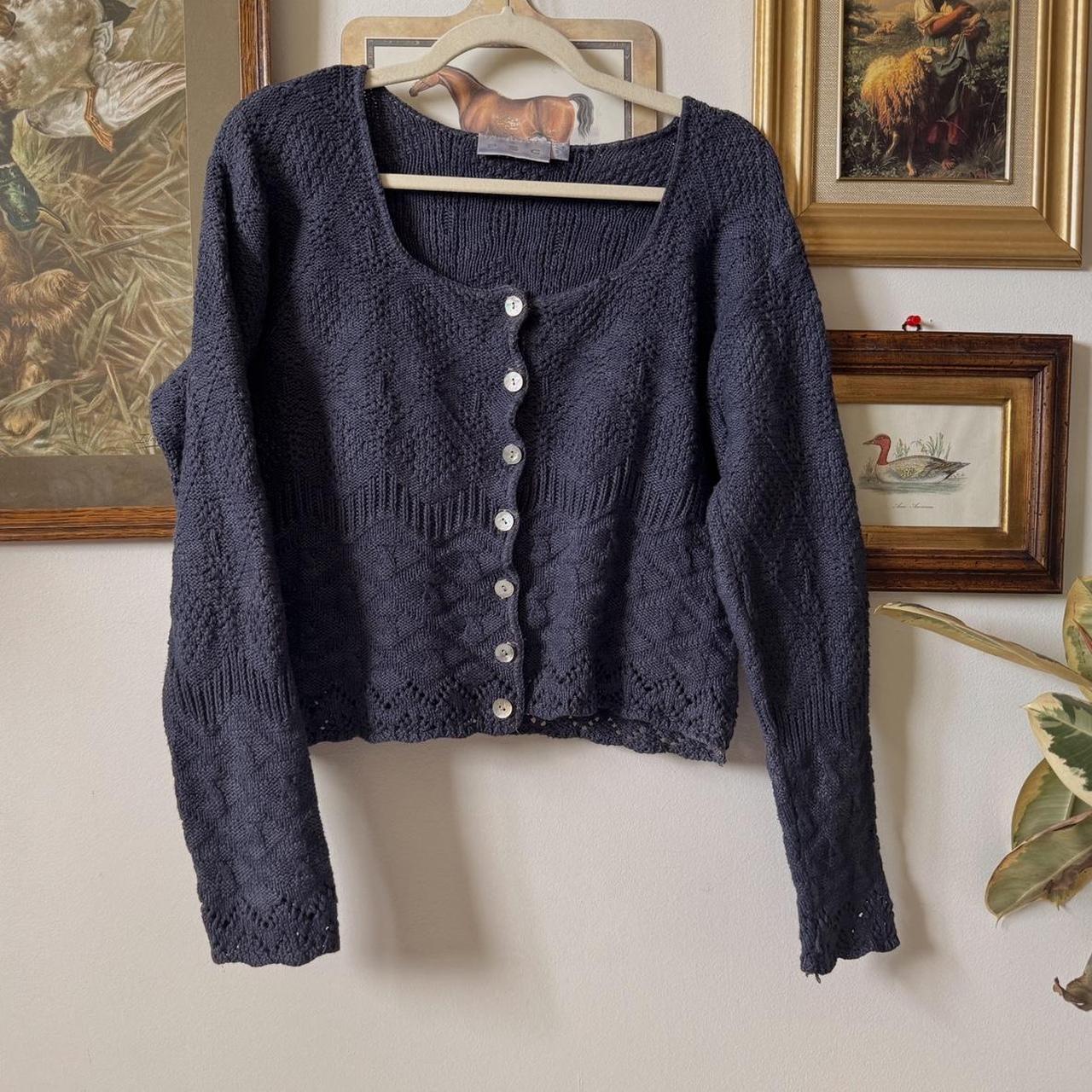 Navy cottage knit cardigan (M)