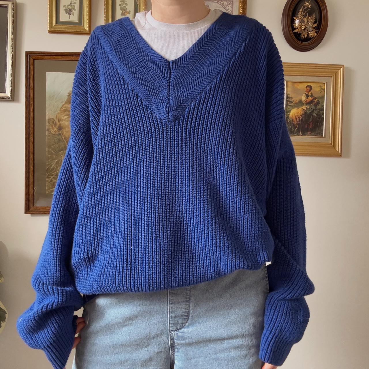 Sapphire blue vintage knit sweater (XL)