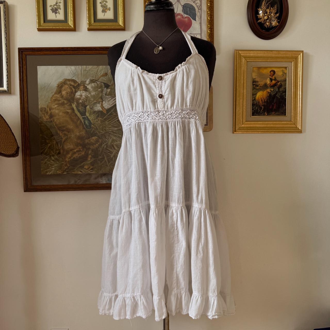 White ruffle halter dress (L)