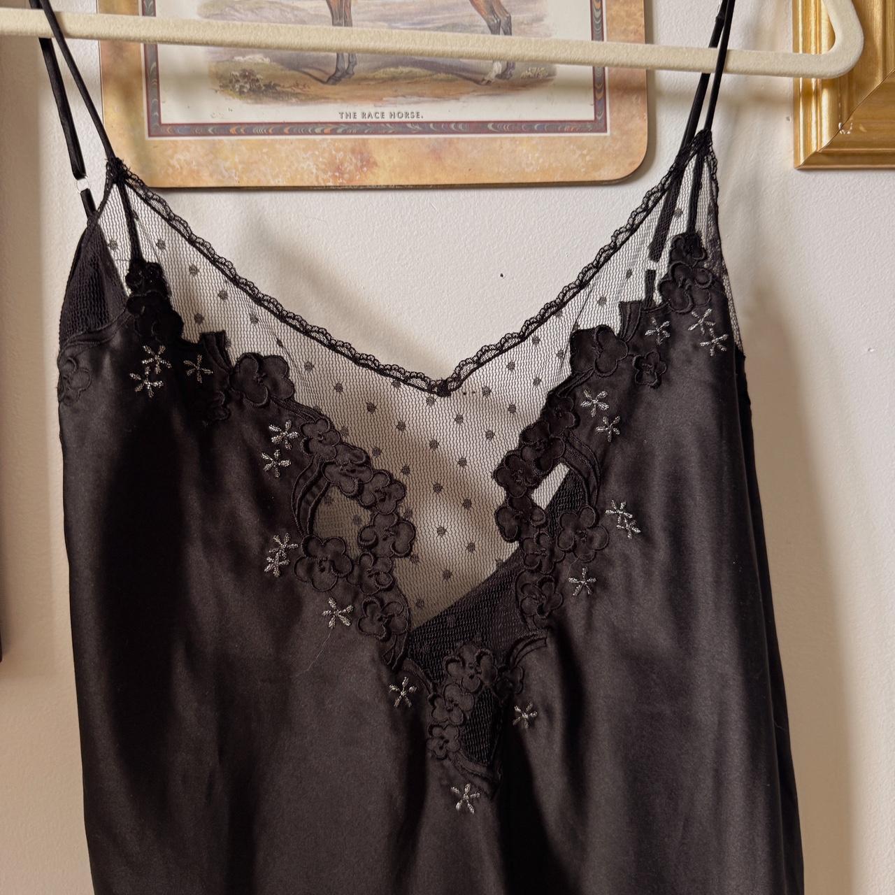 Black satin slip dress (L)