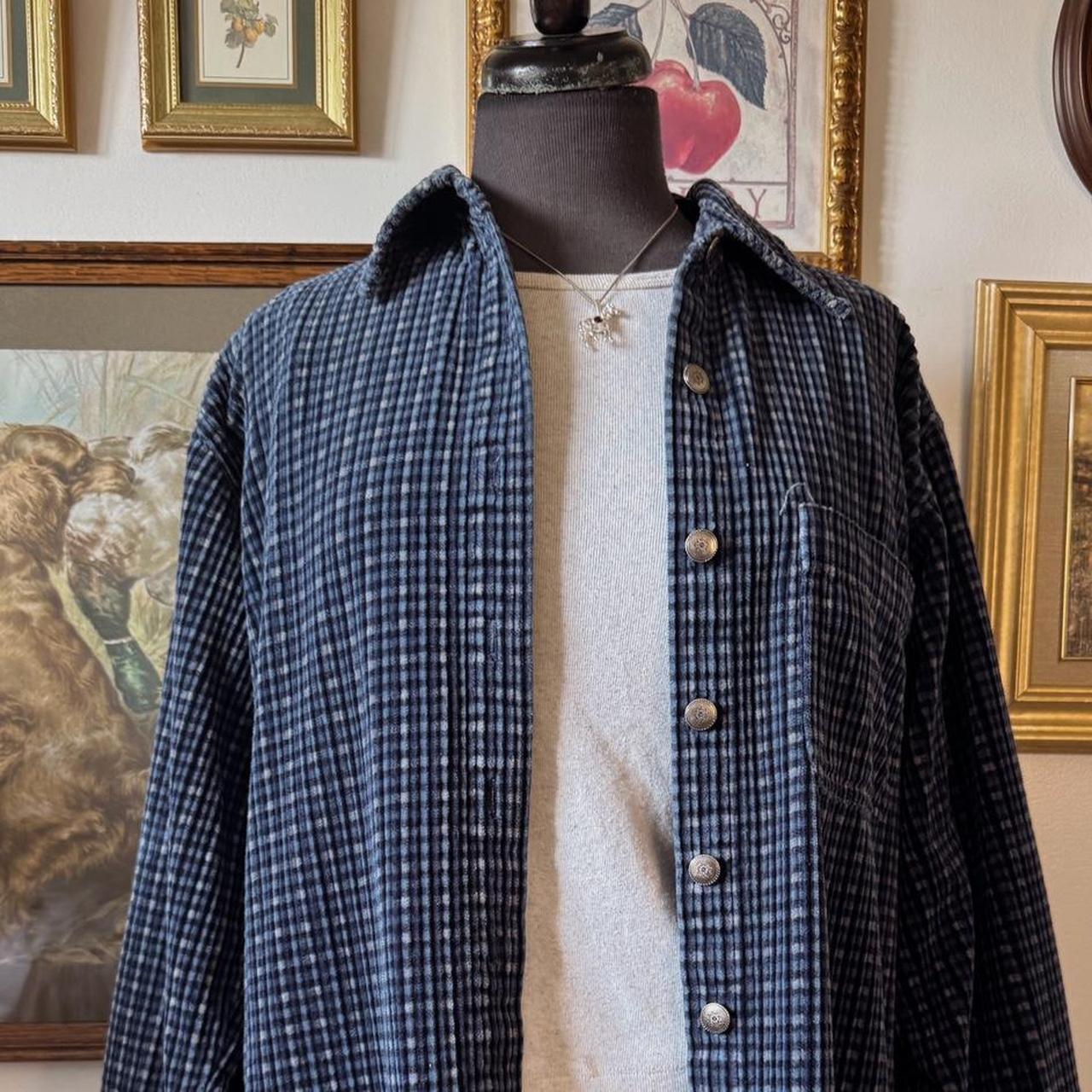 Blue plaid soft button up (S)