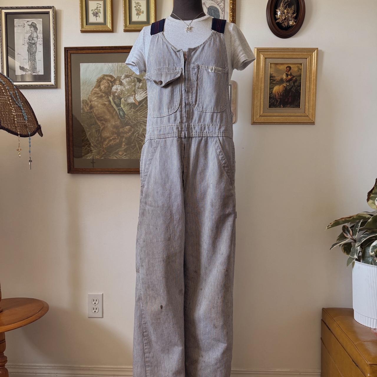70s hickory striped overalls (M)