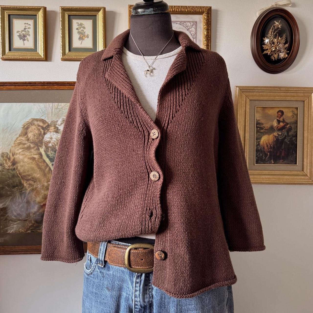 Chocolate brown slouch knit cardigan (S/M)
