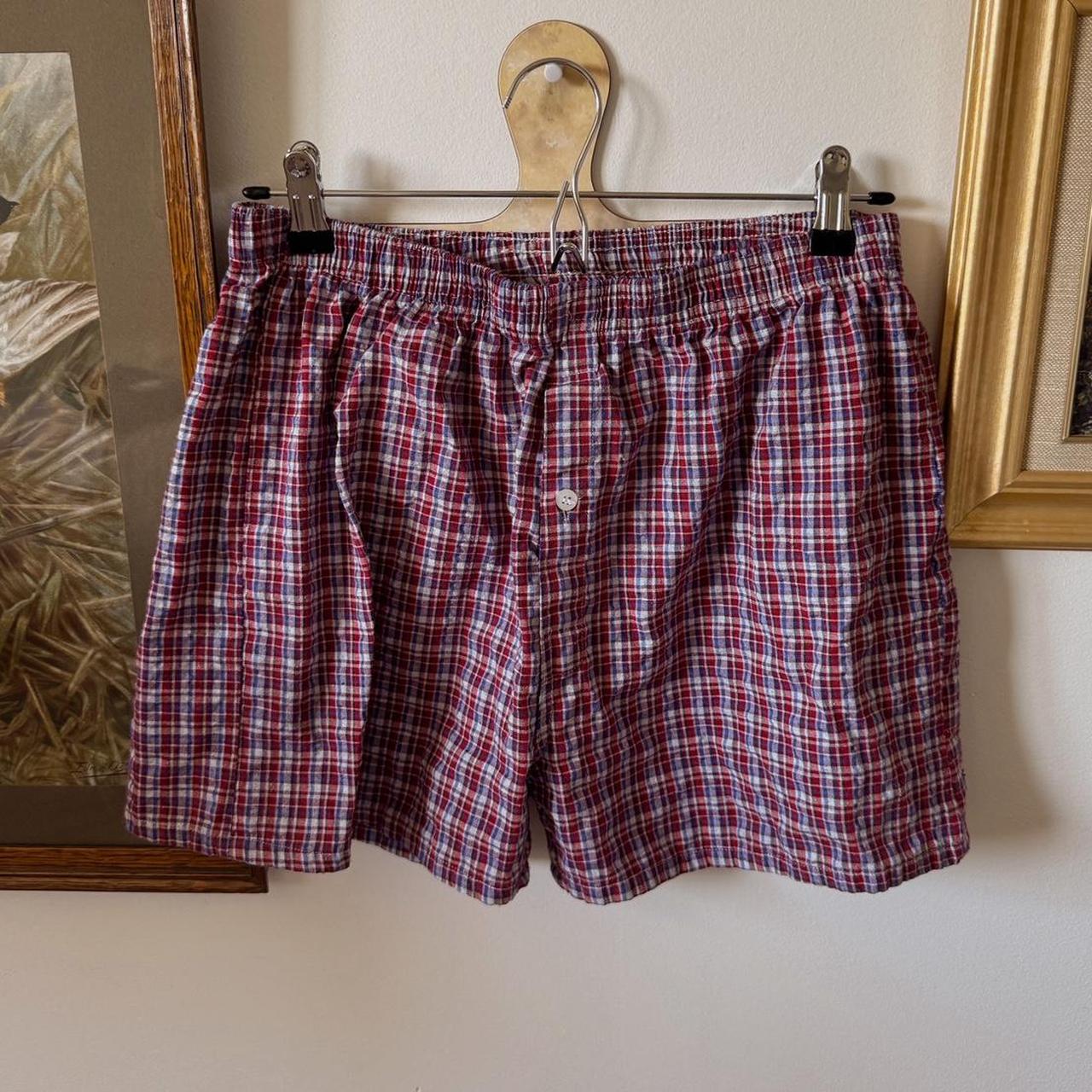 Burgundy plaid boxer shorts (S/M)