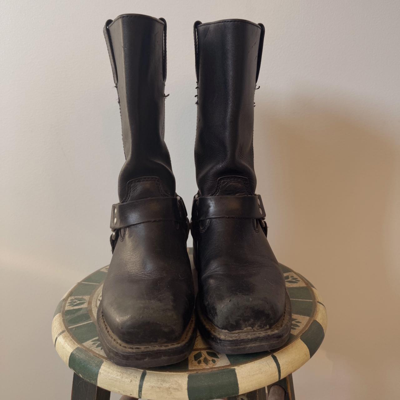 Black leather biker boots (6.5)