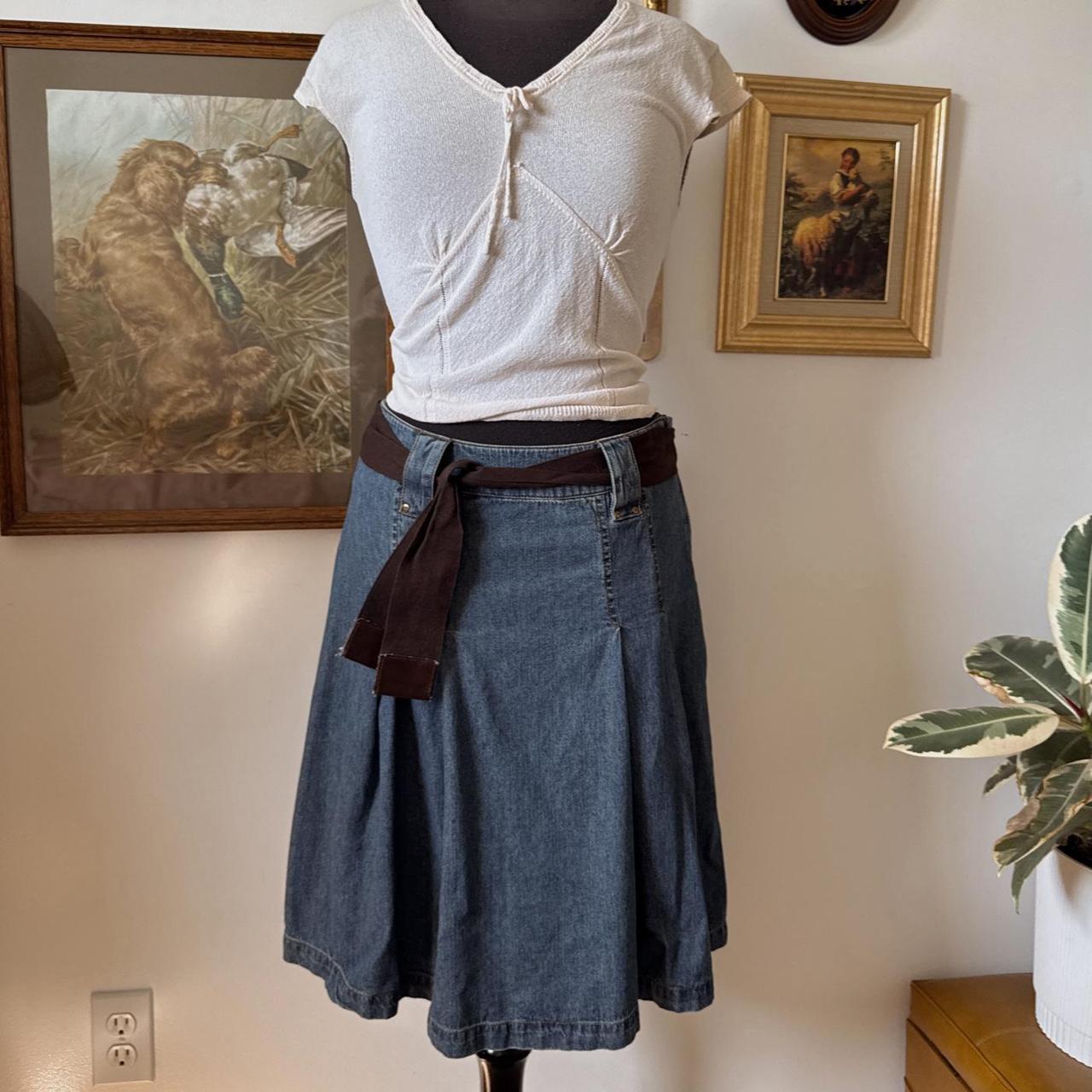 Pleated denim midi skirt (S)
